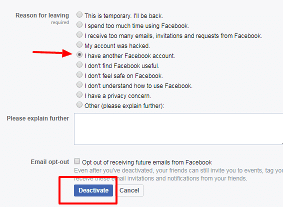 facebook profile deactivate kaise kare