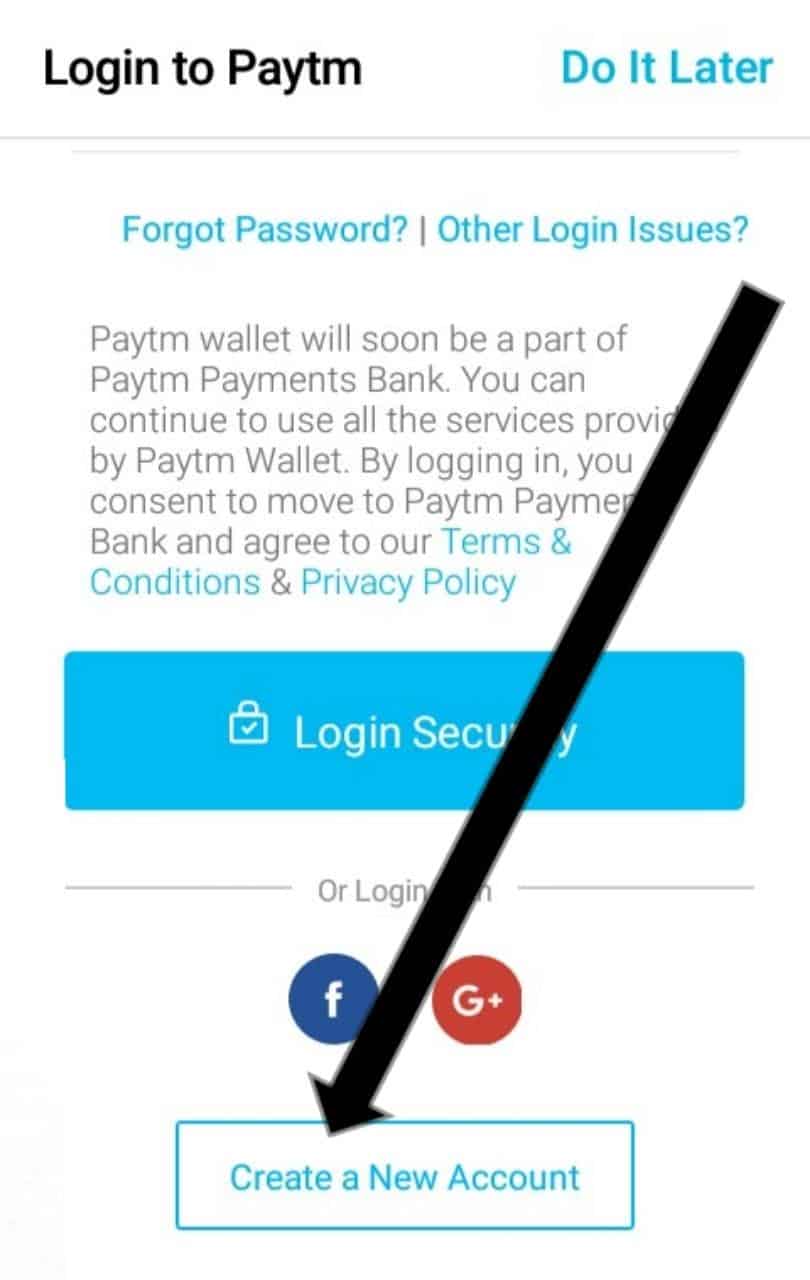 create paytm account