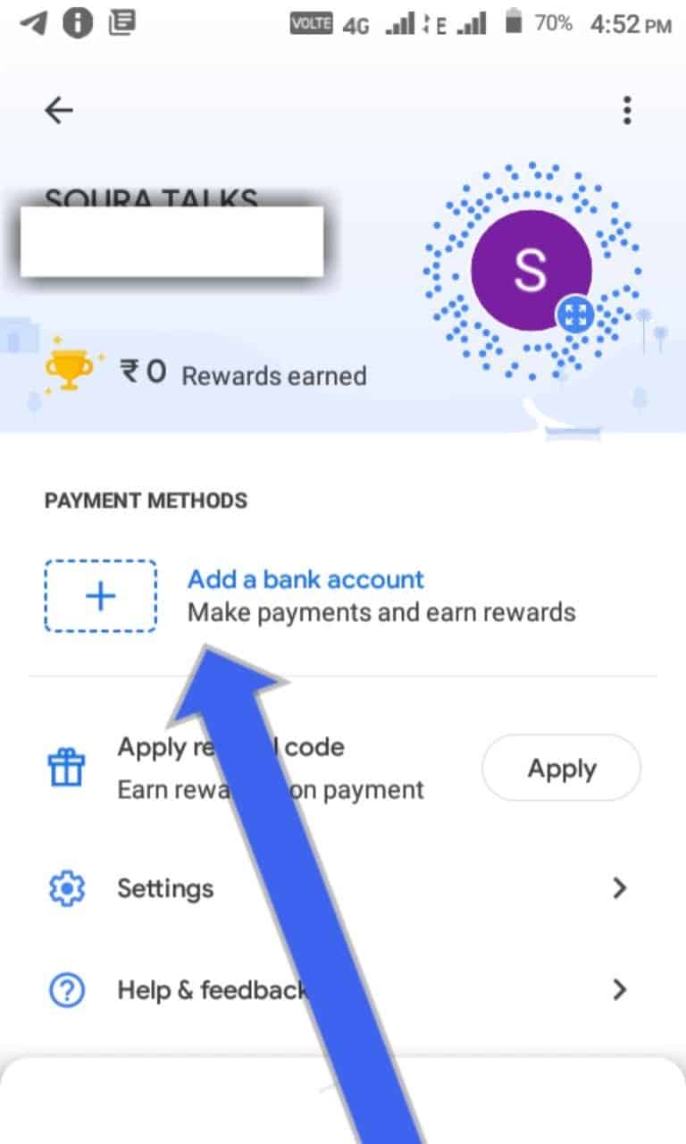 google pay par bank account add kare